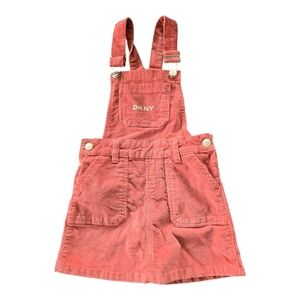 Dkny Girls Overalls Corduroy Sz S Pockets Party Logo Pink School Party